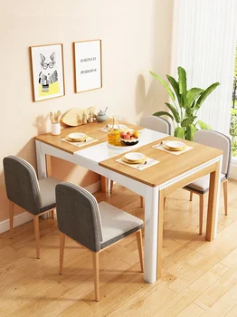 Комбинация обеденного стола и стула на двух этажах, выдвижной обеденный стол, небольшая бытовая многофункциональная мебель
