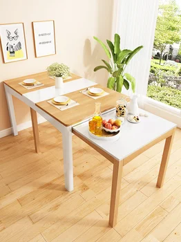 Комбинация обеденного стола и стула на двух этажах, выдвижной обеденный стол, небольшая бытовая многофункциональная мебель Изображение 2