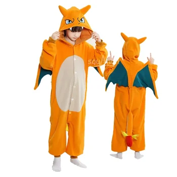 Комбинезоны с аниме Драконами для мальчиков и девочек, костюм на Хэллоуин, праздничный костюм для косплея, детская пижама, Кигуруми с животными, необычный наряд, домашняя одежда