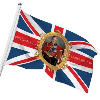 Король Чарльз III Юнион Джек Флаг Восходит Соединенное Королевство Великобритания Король Полиэстер Печать Флага Открытый Декор Сувенирный Флаг Изображение 2