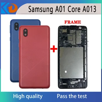 Корпус Задняя крышка аккумулятора для Samsung Galaxy A01 Core A013 Задняя дверь с ЖК-дисплеем Передняя средняя рамка Панель Шасси + камера