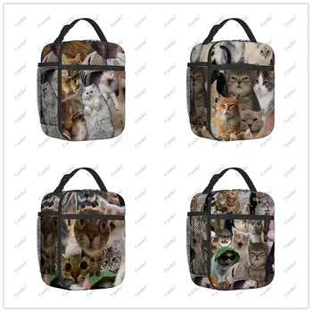 кошка забавное животное Портативная сумка для ланча из утолщенной алюминиевой фольги водонепроницаемые и теплоизоляционные сумки для ланча с набивным рисунком