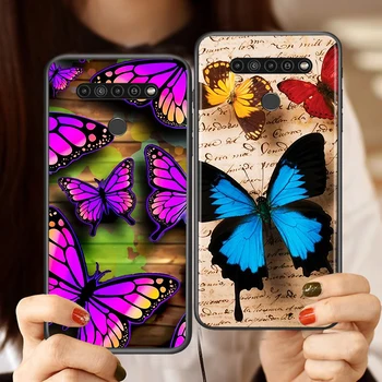 Красивая Бабочка для LG G8 G8S G8X V30 V35 V40 V50 V60 ThinQ Q60 K40 K50 K30 K41 K51 K61 K71 K22 Черный Чехол Для Телефона Изображение 2
