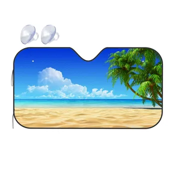 Красивые пейзажи с пляжем и сливовыми деревьями, солнцезащитный козырек на лобовом стекле автомобиля, Складные чехлы для солнцезащитных козырьков, Универсальные аксессуары для интерьера