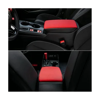 Красная отделка из микрофибры для салона, Подлокотника центрального управления, крышки коробки для Honda Civic Седан 11-го поколения 2022 Изображение 2
