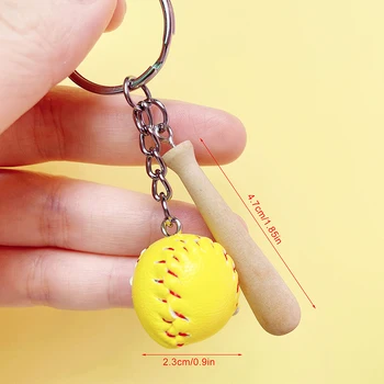 Креативная бейсбольная сумка-брелок, мини-деревянная бита, брелок в форме шара, Спортивные сувениры Изображение 2