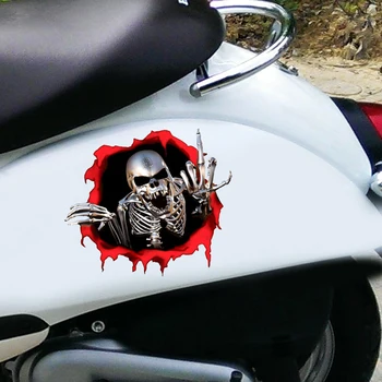Креативная наклейка на автомобиль, Металлические Аксессуары с сердитым скелетом и черепом, наклейки на заказ Изображение 2