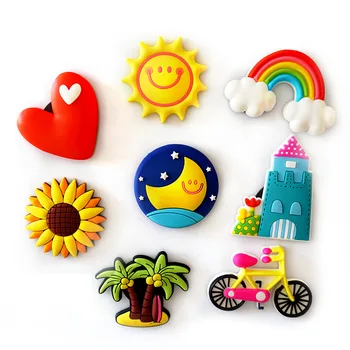 Креативные магниты на холодильник из мягкой резины Sun moon Rainbow, Милый мультяшный замок, цветы любви, магнитные наклейки, детские игрушки, домашний декор