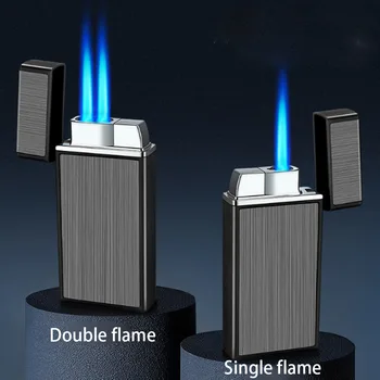 Креативные металлические ветрозащитные газовые зажигалки многоразового использования с прямым пламенем, прикуриватель для мужчин для курения Изображение 2