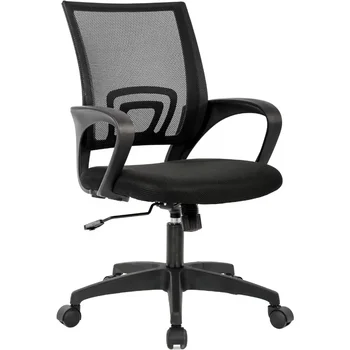Кресло для домашнего офиса Эргономичный настольный стул Сетчатый Компьютерный стул с поясничной поддержкой, Подлокотник для руководителя, Поворотный Регулируемый
