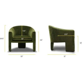 Кресло для отдыха Эннис Стулья Для Гостиной Потертая Зеленая Бархатная Мебель Кресло Домашний Пол Изображение 2