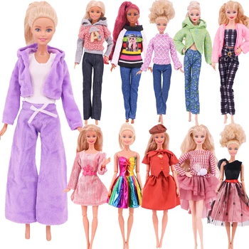 Кукла Барби Плюшевые Расклешенные Брюки Костюм Платье Подходит Для 11,5 дюймовой Куклы Барби Коктейльная Повседневная Одежда Аксессуары