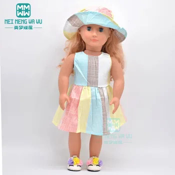 Кукольная одежда для 43-45 см игрушечной новорожденной куклы и американской куклы модное хлопчатобумажное детское платье и шляпка