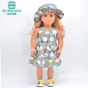 Кукольная одежда для 43-45 см игрушечной новорожденной куклы и американской куклы модное хлопчатобумажное детское платье и шляпка Изображение 2