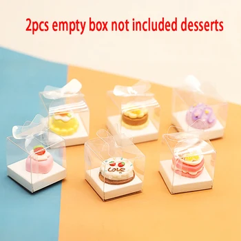 Кукольный домик из 2шт Мини-прозрачная коробка для торта, имитирующая кукольный дом, коробка для упаковки десертов, аксессуары, игрушки для ролевых игр (только коробка) Изображение 2