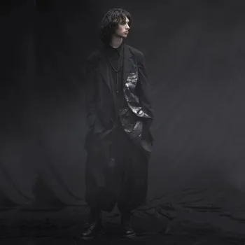 Куртка yohji yamamoto со светоотражающим принтом, унисекс, блейзеры, костюмы для мужчин, мужской блейзер, мужской блейзер, роскошный дизайнерский пиджак Изображение 2