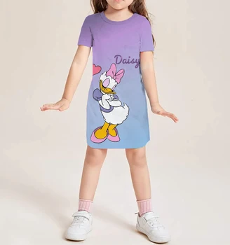 Летнее Новое платье для девочек Disney с принтом 