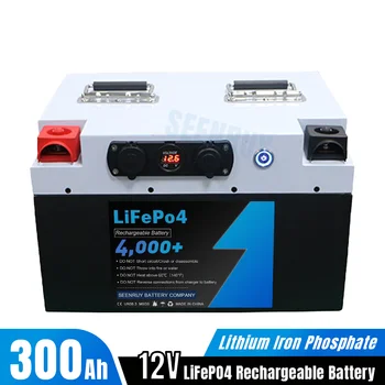 Литий-железо-фосфатный аккумулятор Lifepo4 емкостью 12 В 300 Ач, встроенный BMS Bluetooth с разъемом USB для кемперов на колесах с солнечной энергией Изображение 2