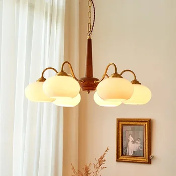 Люстра для гостиной из американского средневекового ореха Французская главная лампа для столовой спальни Ретро-лампы