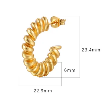 Массивные Витые Золотые Серьги-кольца для Женщин в Винтажном стиле, Гипоаллергенные и смелые Изображение 2