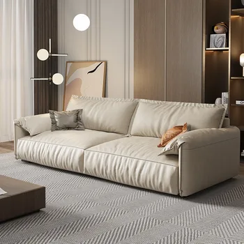 Мебель для гостиной кожаный диван Итальянский минималистский диван с ушами слона прямой ряд гостиной мелкое домашнее хозяйство
