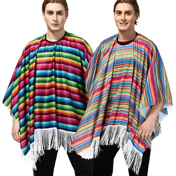 Мексиканский костюм для взрослых для праздничной вечеринки, накидка в мексиканском этническом стиле, накидка в мексиканском стиле