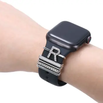 Металлические подвески, декоративное кольцо для ремешка Apple Watch, бриллиантовое украшение, смарт-часы, силиконовый ремешок, аксессуары для браслета iwatch Изображение 2