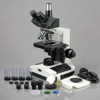 Микроскоп Darkfield-AmScope поставляет 40X-2000X полноразмерный микроскоп Compoud + яркая / затемненная + 3-мегапиксельная цифровая камера Изображение 2