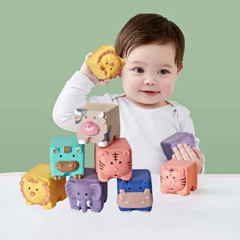 Милый мультяшный детский пазл, игрушки для сборки пазлов для младенцев, детский когнитивный рельеф, мягкий резиновый блок, игрушка для купания. Изображение 2
