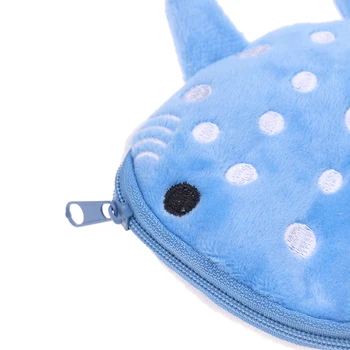 Милый мультяшный плюшевый кошелек с акулой, плюшевый кошелек с животными для женщин, детская сумка для монет на молнии Изображение 2