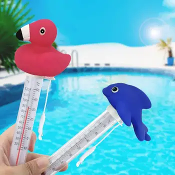 Милый плавающий термометр с уткой, термометр для джакузи, устойчивый к разрушению, Забавный термометр для бассейна с тонкой веревкой для общественного бассейна Изображение 2