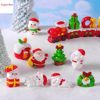 Миниатюрные рождественские украшения для кукольного домика, Санта-Клаус, Снеговик, сани, Рождественский коробочный набор для рождественских подарков детям Изображение 2