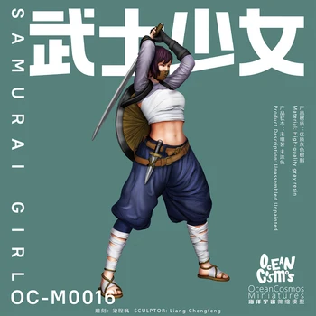 Миниатюры OceanCosmos, оригинал, японская девушка-самурай, боевые искусства, сексуальная, неокрашенная модель из смолы, рисунок GK