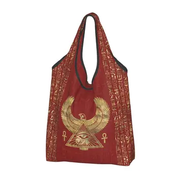 Многоразовая продуктовая сумка Eye Of Horus, складная, стираемая в машине, Египетская Сумка для покупок в Древнем Египте, Большая Эко-сумка для хранения