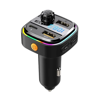 Многофункциональное автомобильное зарядное устройство для MP3-плеера, FM-передатчик, быстрое зарядное устройство с двумя USB-разъемами и подсветкой окружающей среды