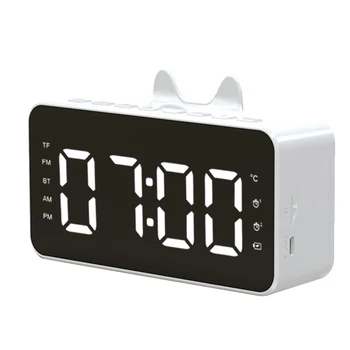 Многофункциональный Будильник Радио Настольные Часы ЖК-Дисплей С Bluetooth-Совместимым Воспроизведением Музыки Цифровой Будильник Офисный Белый