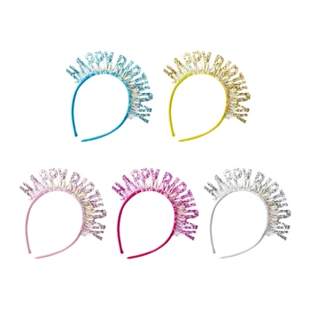 Многоцветный Обруч для волос С ДНЕМ РОЖДЕНИЯ Фестивальная Повязка на голову для подростков Вечерние Представления для взрослых Аксессуары для волос