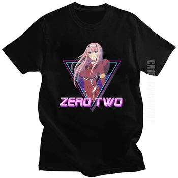 Модная футболка Darling In The Franxx, мужская футболка Vaporwave Zero Two, Эстетичная футболка с аниме, Летние хлопковые топы в японском стиле