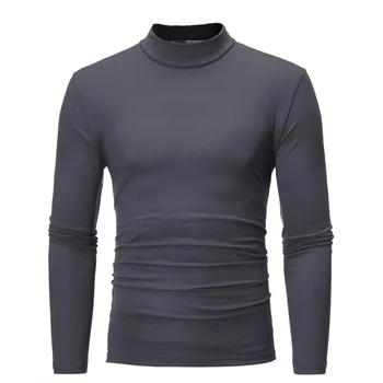 Модное термобелье с воротником B1715, мужская базовая футболка с имитацией шеи, блузка, пуловер, топ с длинным рукавом Изображение 2