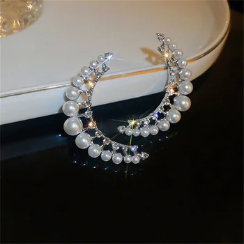 Модные женские серьги-капли с жемчугом FYUAN, серьги с лунным кристаллом, свадебные украшения для вечеринок Изображение 2