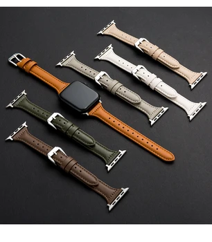 Модные пары Тонкий кожаный ремешок для часов Apple iwatch S8 ultra S7 6 5 4 3 2 SE Сменный браслет 38 мм 40 мм 42 мм 44 мм 45 49