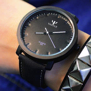 Модные светящиеся мужские часы YAZOLE, роскошные спортивные мужские кожаные кварцевые наручные часы, современные кварцевые часы Relogio Masculino