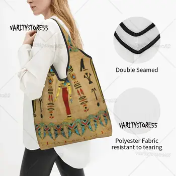 Модный принт Egyptian Mut Symbol Shopping Tote Bag Портативная Сумка через плечо для покупок в Древнем Египте Изображение 2