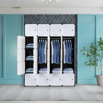 Модули гардероба Cube Органайзер для одежды в шкафу со стержнем Пластиковые Модульные Полки для хранения Шкаф для обуви Стеллаж Мебель для спальни Изображение 2