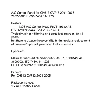 Модуль панели Управления Автомобильным Кондиционером HVAC и Обогревателем для Mack CH613 CV713 2001-2005 7787-880011 850-7450 11-1225 Изображение 2