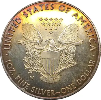 Монета в слитках американского серебряного орла стоимостью 1 доллар США 2007 года с серебряным покрытием, Памятная монета, копия монеты Изображение 2
