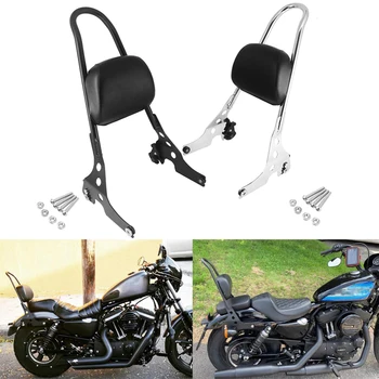 Мотоцикл Черный/Хромированный Съемный Сисси-Бар Подушка Спинки Заднего Пассажира Для Harley Sportster XL 883C 883R 1200R 1200C