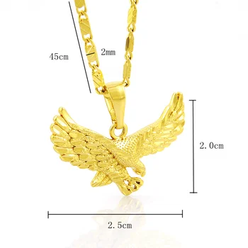 Мужская мода Орел кулон Покрытие 24 карат золотое ожерелье Женская пара 45 см 50 см 60 см Длинное ожерелье Изображение 2