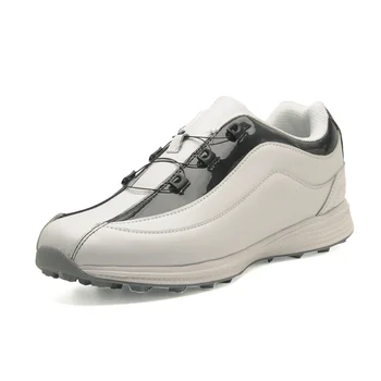 Мужская обувь для гольфа, водонепроницаемые кроссовки для гольфа из натуральной кожи с шипами, нескользящая обувь для гольфа с шипами, уличная водонепроницаемая обувь для ходьбы Изображение 2