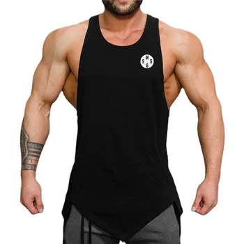 Мужская спортивная одежда для летних спортивных тренировок, персонализированные топы для бодибилдинга, фитнеса, дышащие майки с неровным подолом